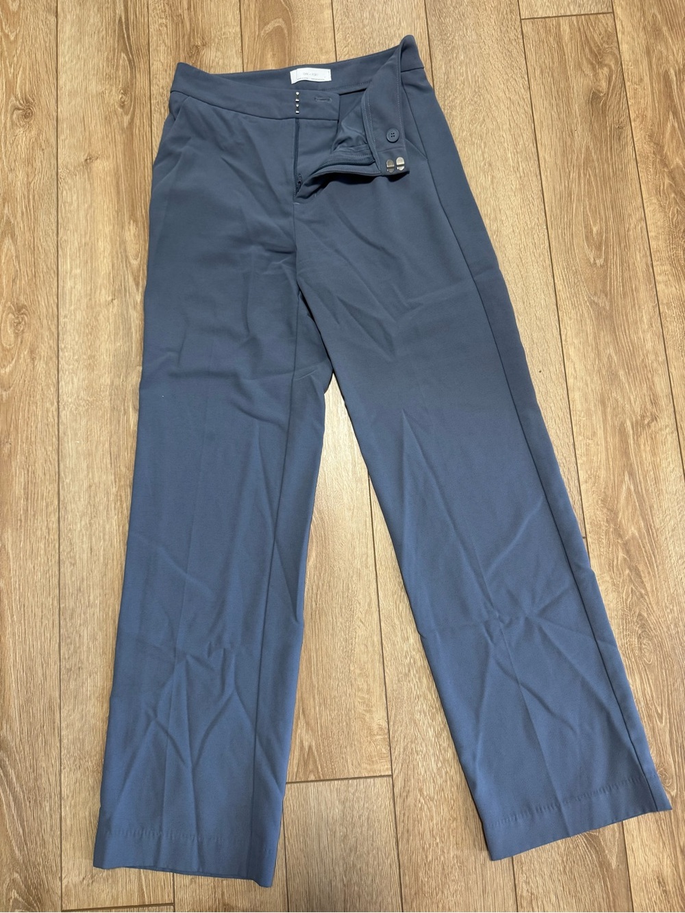 OAK + FORT Slate Blue Straight-Leg Trousers